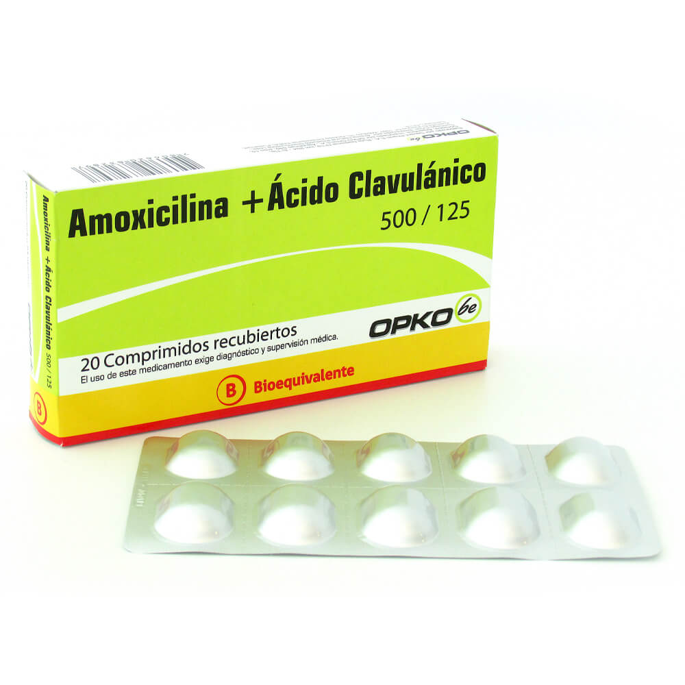 Amoxicilina 500 mg + Acido Clavulanico 125 mg x 20 Comprimidos - Red de  Farmacias Online | Pharol, encuentra tu Farmacia.