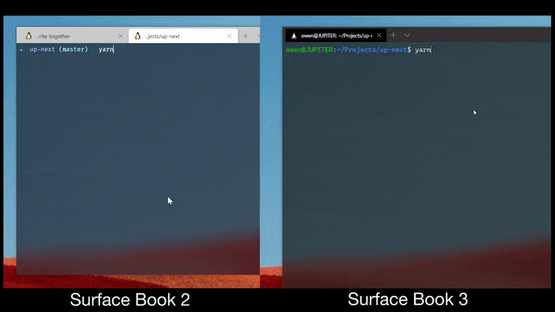 Surface Book 3 yarn install vs Surface Book 2