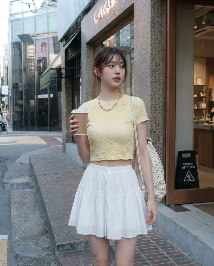 Mẫu Hàn Quốc chụp ảnh selfie trước tiệm Hofmann Seoul