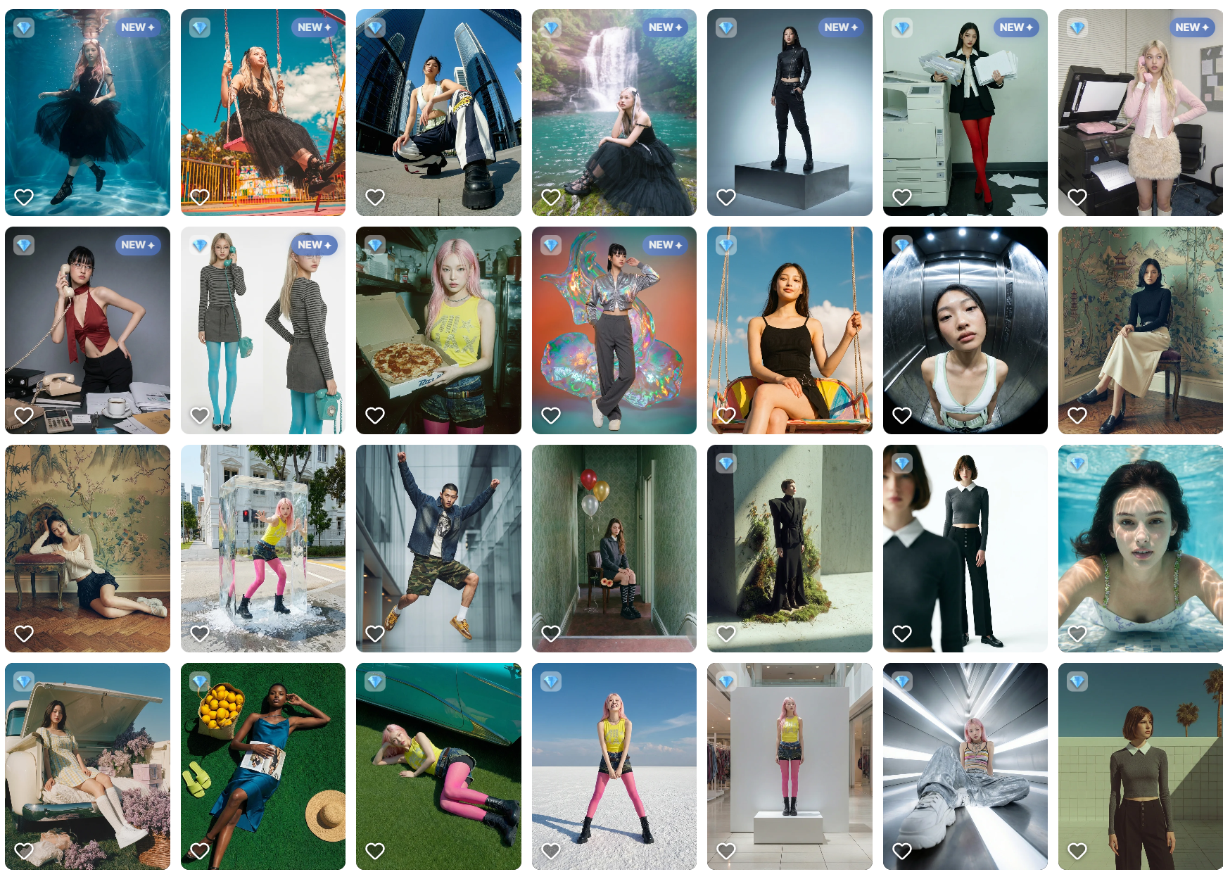 StyleRoom fantasy and conceptual gallery - underwater, salt flats, ice cube, cloud swing, waterfall, futuristic space, fairground