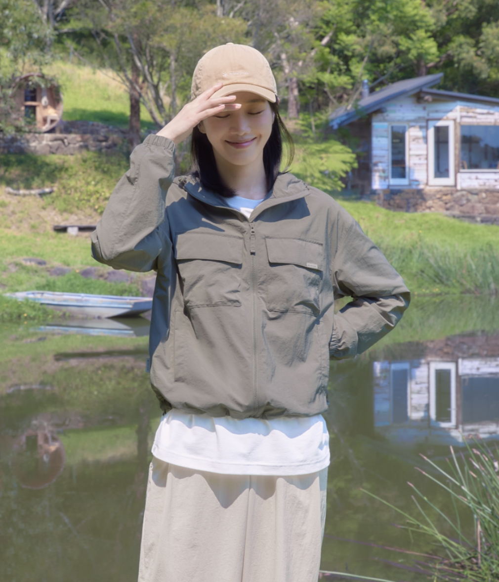 Snow Peak 26SS 여성 — 올리브 윈드브레이커 호수