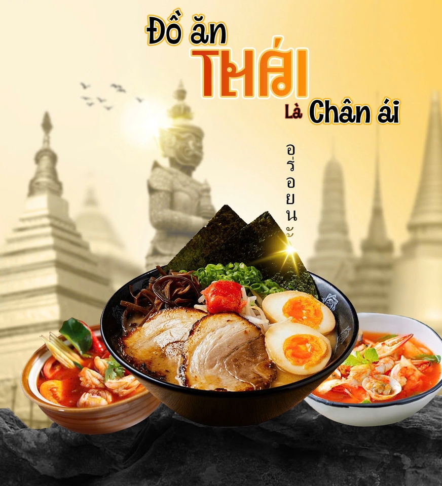 Thiết kế banner đồ ăn Thái Lan đẹp mắt, chuyên nghiệp cho quán ăn, nhà hàng.