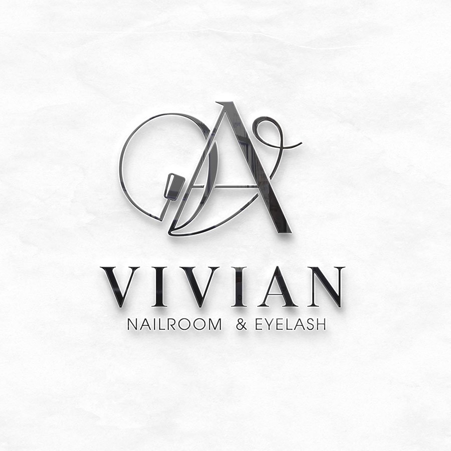 Thiết kế logo Vivian Nailroom & Eyelash chuyên nghiệp, logo chữ A cách điệu, thiết kế logo làm đẹp