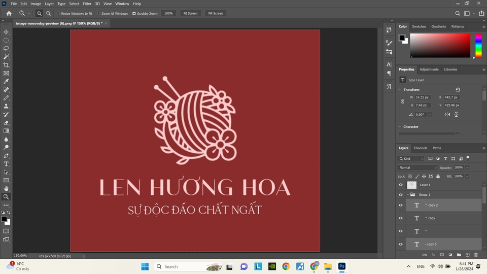 Logo thương hiệu Len Huong Hoa - thiết kế logo dịch vụ thiết kế logo đẹp