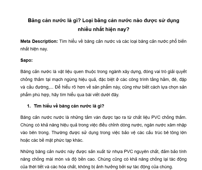 Bảng Cần Nước là gì? Loại bảng cần nước nào được sử dụng nhiều nhất hiện nay? Tìm hiểu về bảng cần nước và các loại bảng cần nước phổ biến nhất hiện nay.  Bảng cần nước là vật liệu quen thuộc trong ngành xây dựng, đóng vai trò giải quyết chống thấm tại mạch ngừng hiệu quả, đặc biệt ở các công trình tăng hầm, đê, đập và cầu đường....  Để hiểu rõ hơn về sản phẩm này, cũng như biết cách lựa chọn sản phẩm phù hợp, hãy tìm hiểu qua bài viết dưới đây.  Tìm hiểu về bảng cần nước là gì?  Bảng cần nước nước là những tấm ván được tạo ra từ chất liệu PVC chống thấm. Chúng có khả năng hiệu quả trong việc điều chỉnh dòng nước, ngăn nước xâm nhập vào bên trong. Thường được sử dụng trong việc bảo vệ các cấu trúc bê tông lớn hoặc các bề mặt phức tạp khác.  Những bảng cần nước này được sản xuất từ nhựa PVC nguyên chất, đảm bảo tính năng chống mài mòn và độ bền cao. Chúng cũng có khả năng chống lại tác động của thời tiết và các hóa chất, không bị ảnh hưởng bởi sự tác động của chúng.