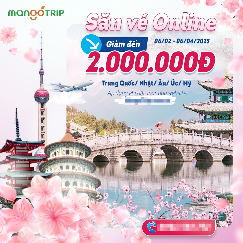 Thiết kế banner khuyến mãi du lịch Trung Quốc, Nhật Bản, Châu Âu, Úc, Mỹ giảm đến 2.000.000 đồng  - MANGOTRIP