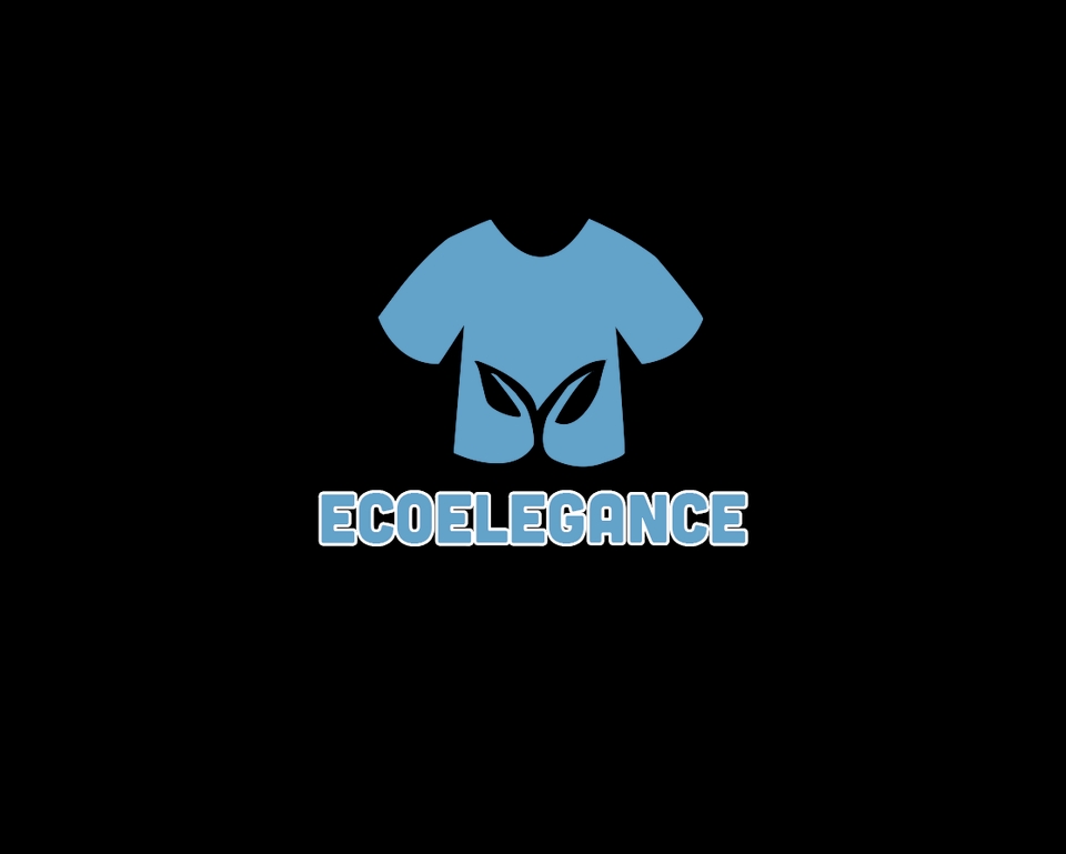 Logo thương hiệu Ecoelegance với hình ảnh áo thun và lá cây xanh, thể hiện sự kết hợp giữa thời trang và môi trường.