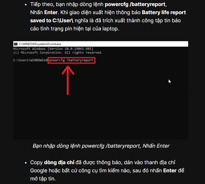 Hướng dẫn sử dụng lệnh powercfg /batteryreport để kiểm tra tình trạng pin laptop