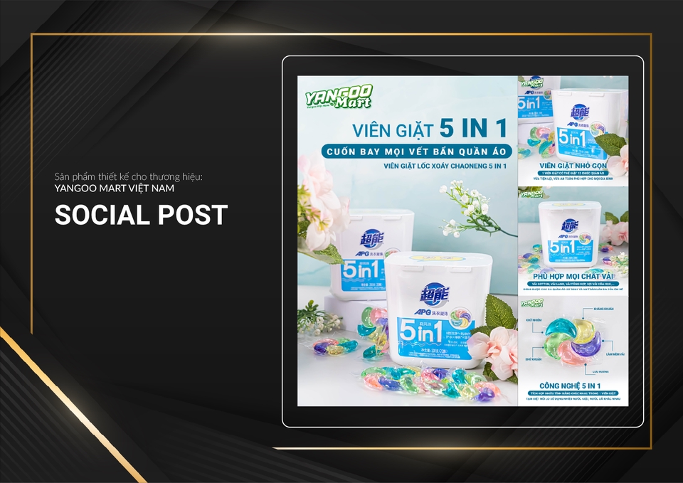 Thiết kế banner quảng cáo sản phẩm nước giặt 5 in 1 Yango.