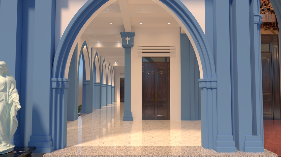 thiết kế mô hình 3d freelance cho kiến trúc nhà thờ đẹp, sang trọng