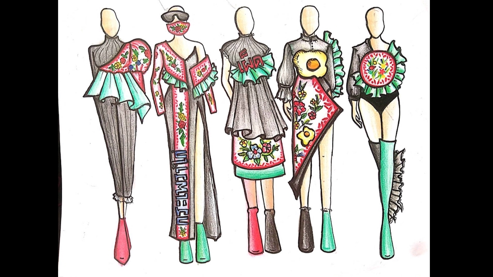 วาด/ออกแบบแพทเทิร์นเสื้อผ้า - เสื้อผ้าโอกูตูร์ แฟชั่นแปลกใหม่ - 2