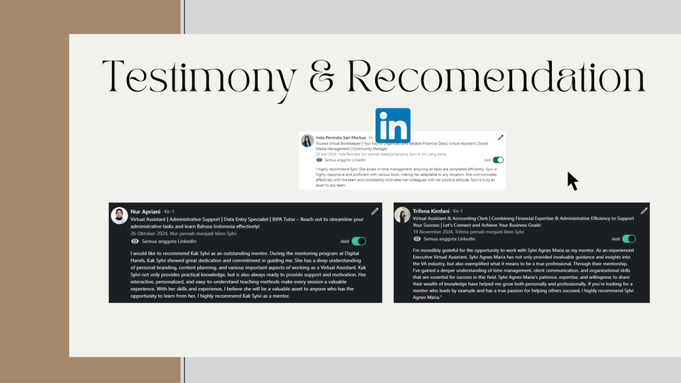 Jasa virtual assistant profesional: Testimoni klien puas dengan layanan sekretaris virtual