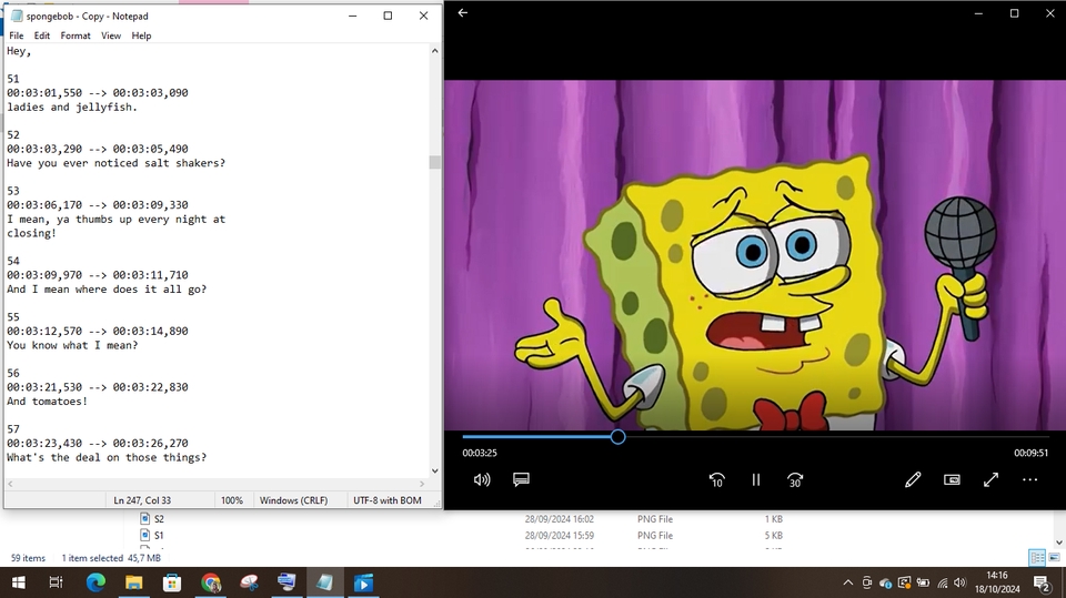 Jasa Pembuatan Subtitle video SpongeBob SquarePants dengan subtitle bahasa Inggris