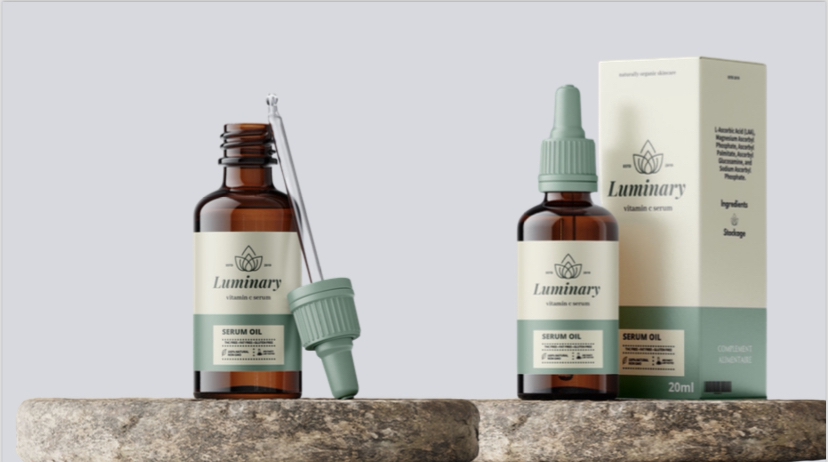 Desain logo minimalis dengan konsep natural untuk brand kecantikan "Luminary"