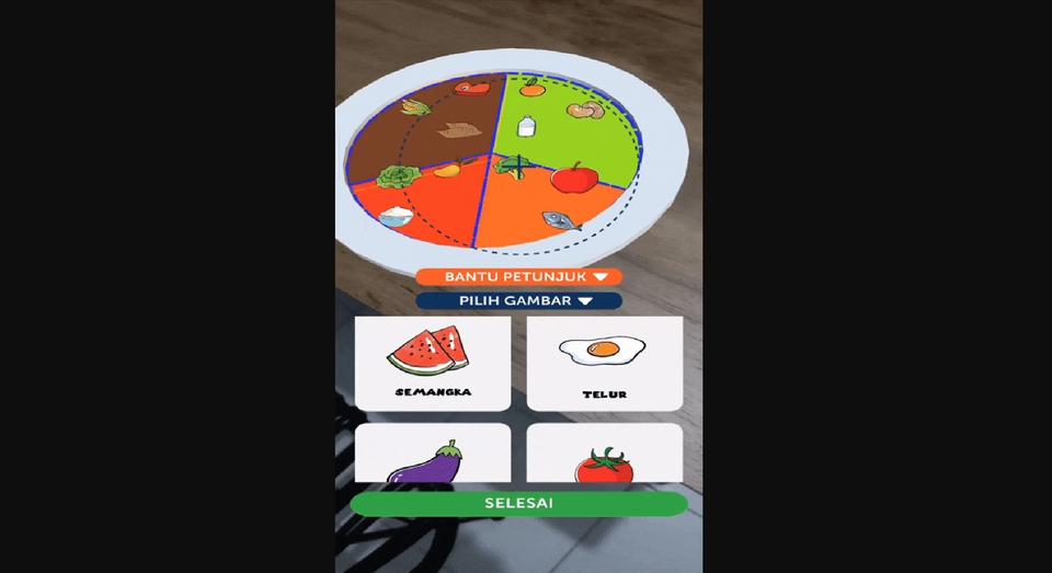 Jasa Pembuatan Game Android - contoh game edukasi tentang makanan sehat dengan pilihan buah dan sayur.