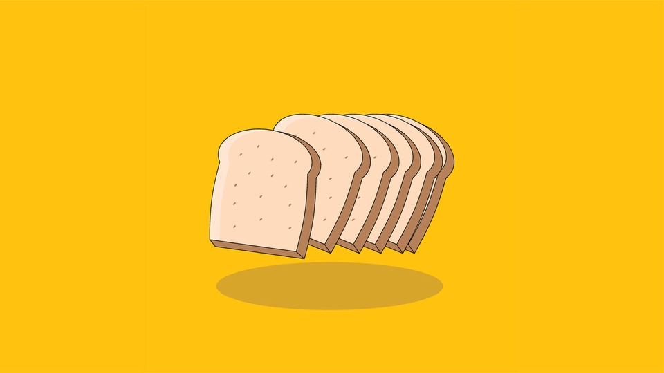 Ilustrasi roti tawar, gambar kartun makanan, jasa ilustrasi makanan, desain ilustrasi digital