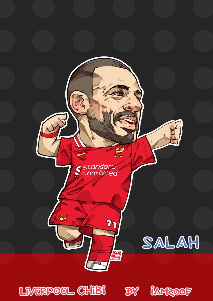 ภาพล้อเลียนการ์ตูนของนักฟุตบอลโมฮัมเหม็ด ซาล่าห์ ในชุดลิเวอร์พูล