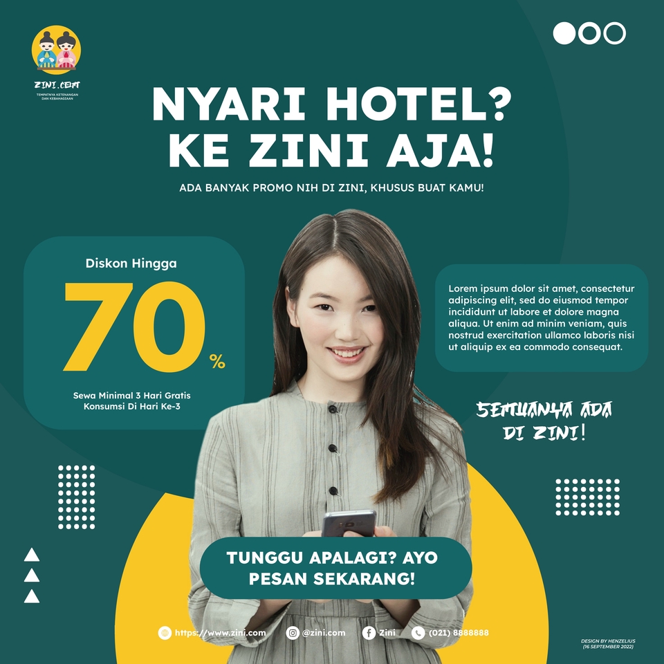 JASA BUAT BANNER INSTAGRAM desain banner unik untuk promosi hotel di Zini dengan diskon hingga 70 persen, dapatkan sekarang.