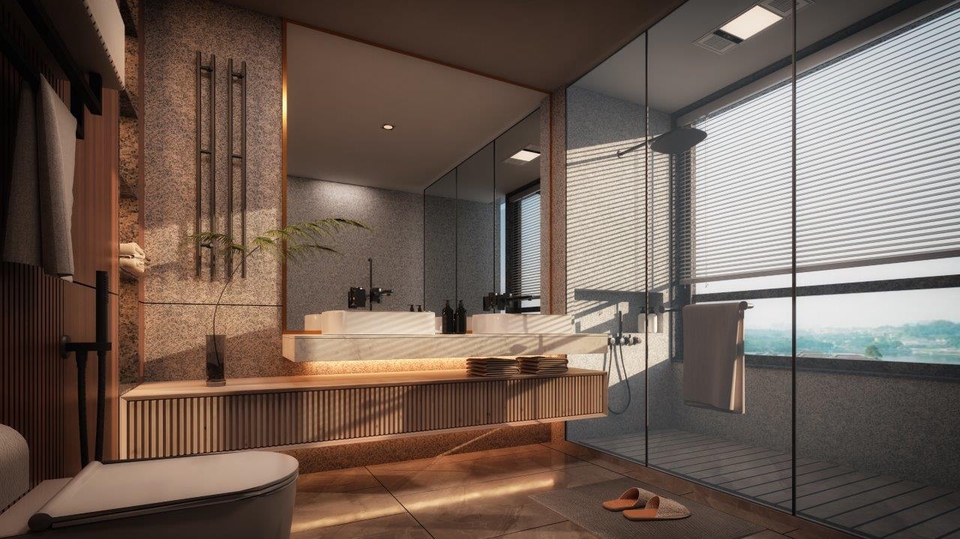 Jasa pembuatan video animasi 3d untuk desain interior kamar mandi modern dengan sentuhan minimalis.