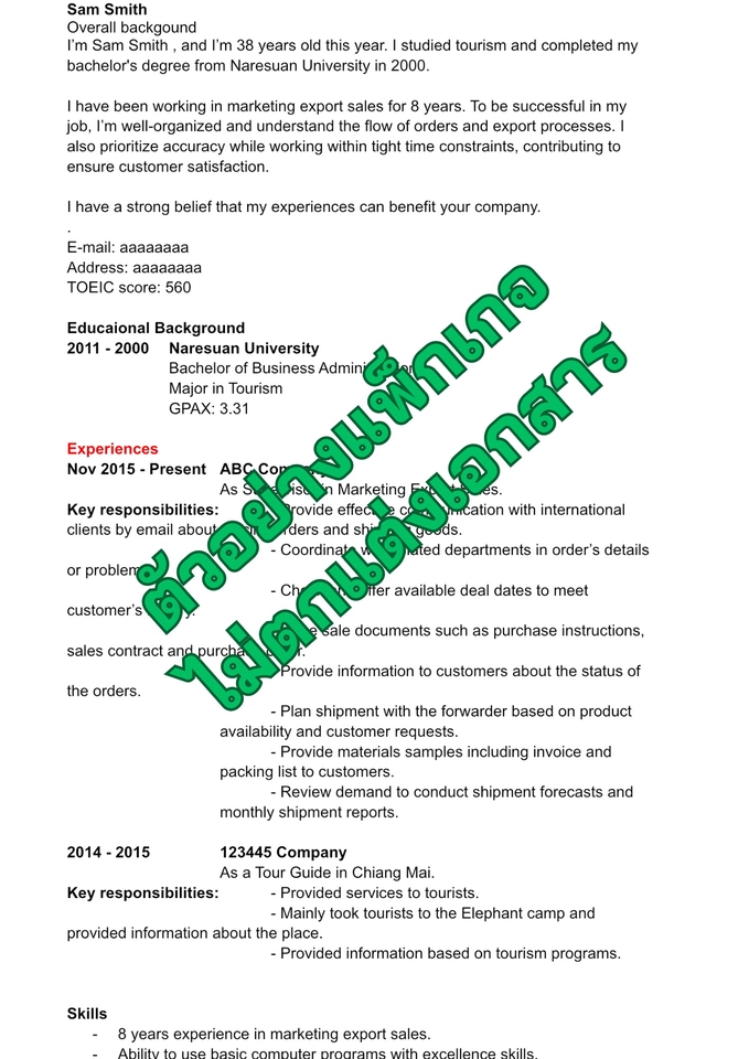 Portfolio & Resume - รับทำเรซูเม่ภาษาอังกฤษ / Resume งานด่วน  - 5