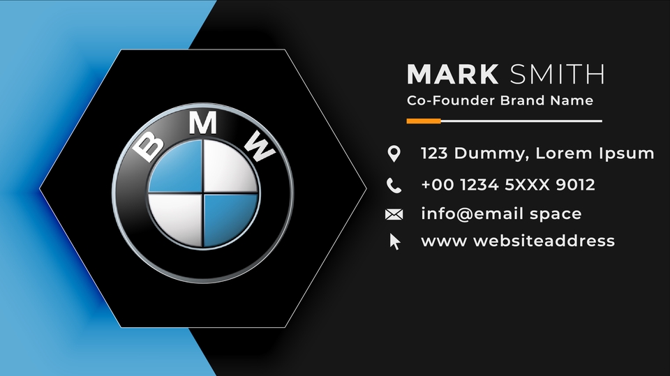 Kartu nama desain modern untuk Mark Smith dengan logo BMW