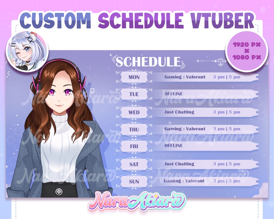 Banner Online - Kustom Stream Schedule untuk vtuber, Overlay, Stream Screen - 4