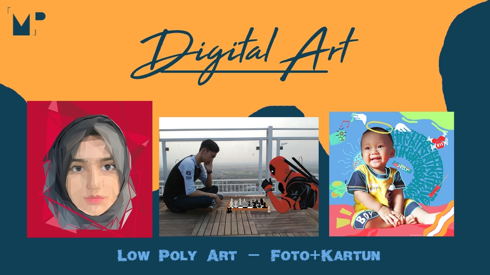 Gambar Potret - Desain karakter : Low Poly Art & Foto+Kartun - 1