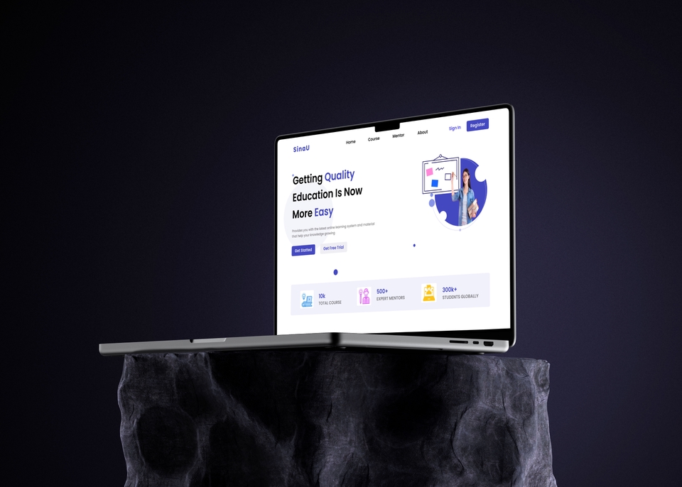 Desain UI UX untuk aplikasi mobile dengan konsep pendidikan online.