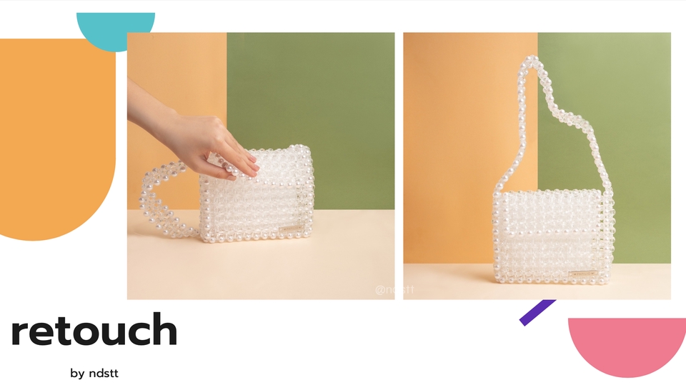 รับรีทัชภาพ กระเป๋าไข่มุก สีขาว