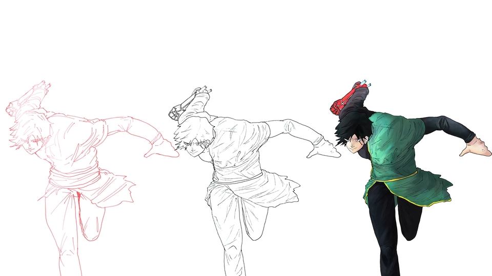 Ilustrasi tiga karakter animasi dengan gaya yang berbeda, ilustrasi karakter anime, gambar ilustrasi karakter