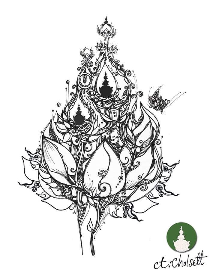 ภาพประกอบเวกเตอร์ - วาดเส้นไทยประยุกต์ แบบ vector ๆ - 17