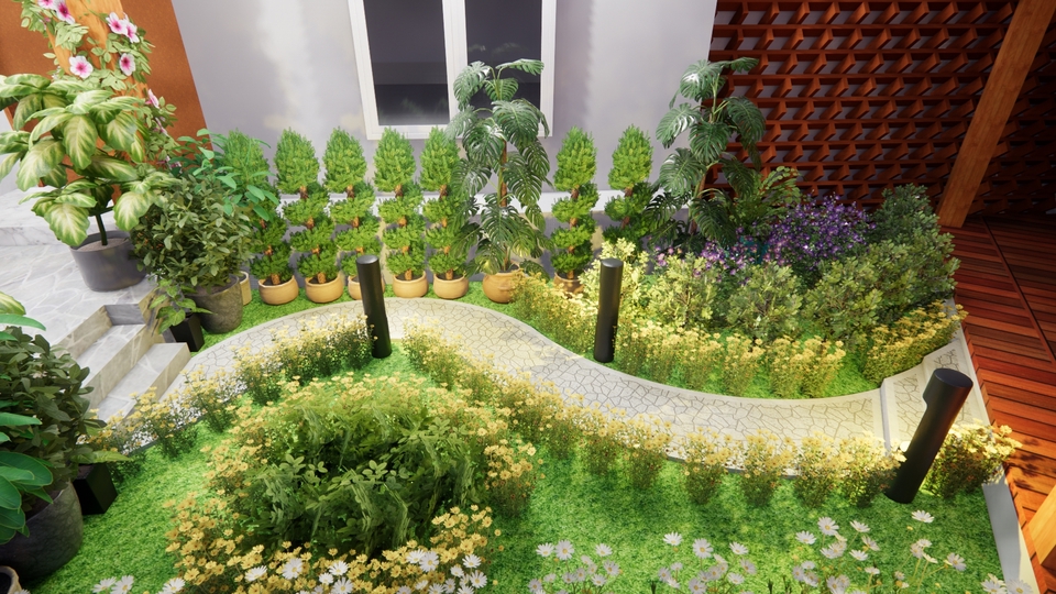 3D & Perspektif - Desain Lanskap Taman Rumah - Taman Lingkungan - 3 Hari Selesai gambar 2D & 3D - 1