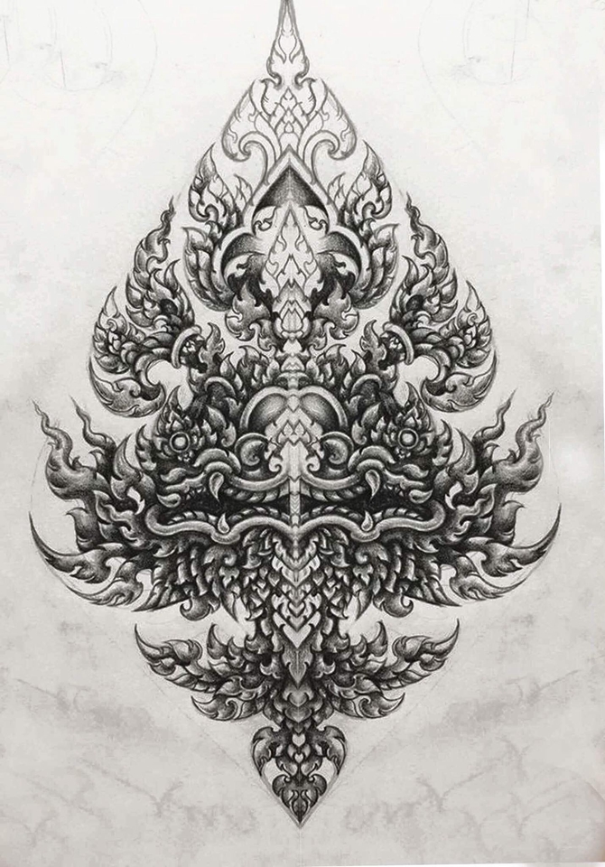 ออกแบบลายสัก ไทย ประณีต สวยงาม