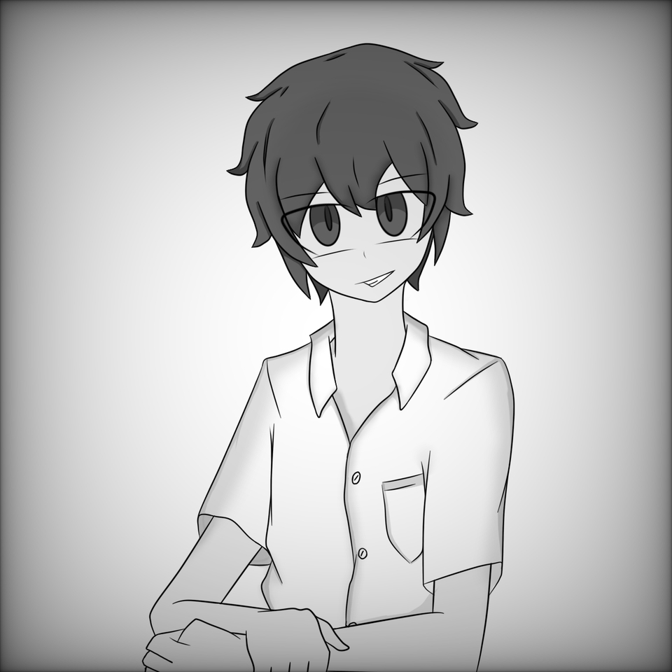 รับวาดรูปการ์ตูนชาย แต่งชุดนักเรียน สไตล์อนิเมะ วาดภาพด้วยลายเส้นคมชัด