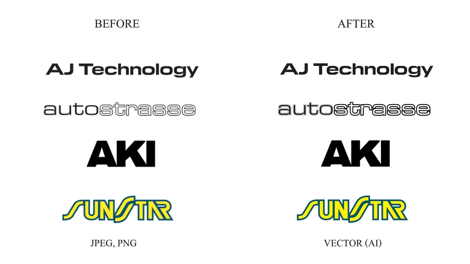 Draft ชิ้นงาน Font, Logo จากภาพที่แตกให้เป็นไฟล์ Illustrator AI