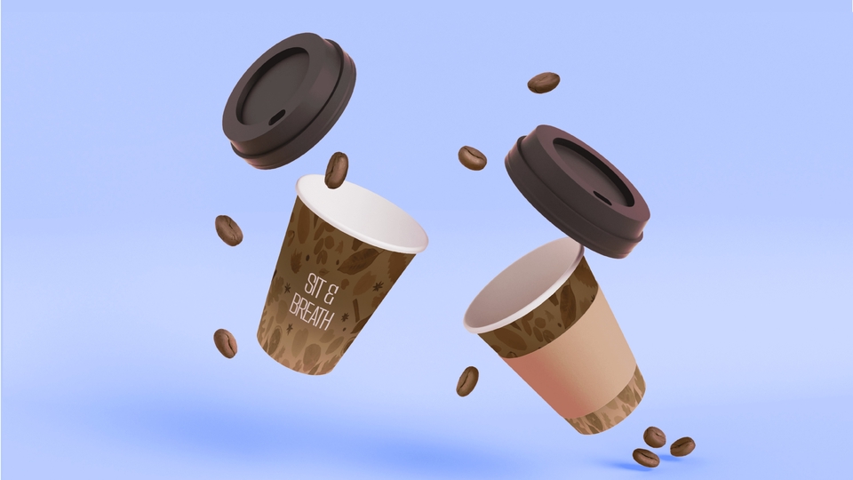 Desain kemasan unik untuk minuman dengan cup plastik dan label stiker makanan