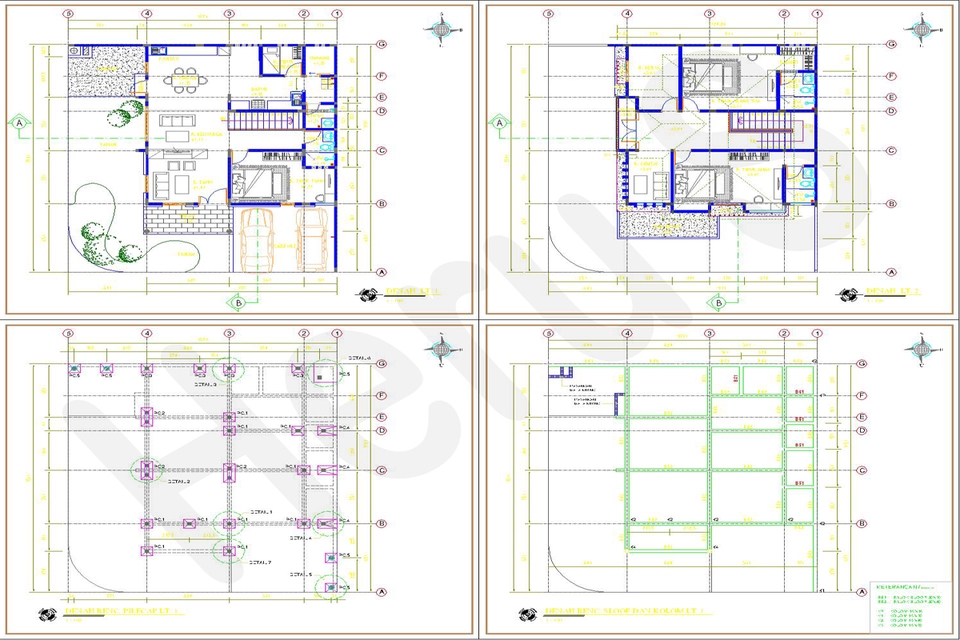 CAD Drawing - Jasa Gambar Arsitek & Struktur IMB PBG Kerja Bestek Bangunan Rumah Tinggal Kantor Toko Showroom - 2