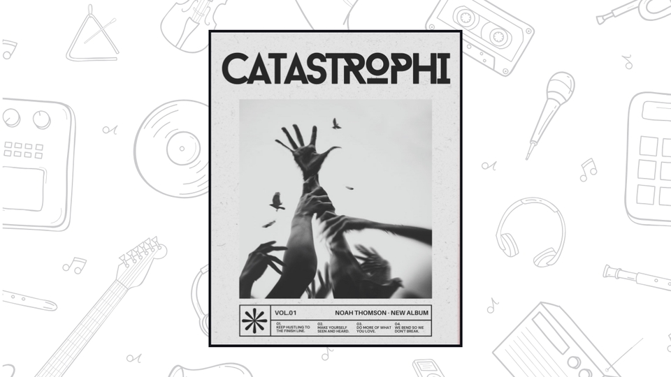 Cover album musik CatastrophI oleh Noah Thomson. Desain cover album cd musik modern.