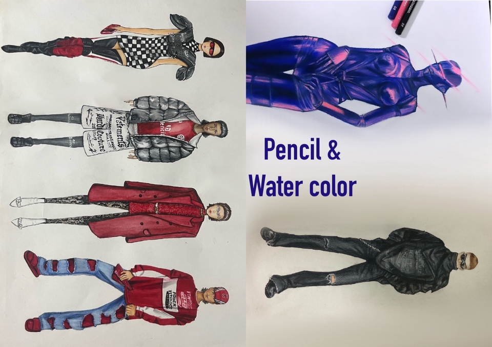 รับวาดรูปแฟชั่น Pencil Watercolor วาดภาพประกอบเสื้อผ้า วาดภาพสินค้า ภาพประกอบมืออาชีพ