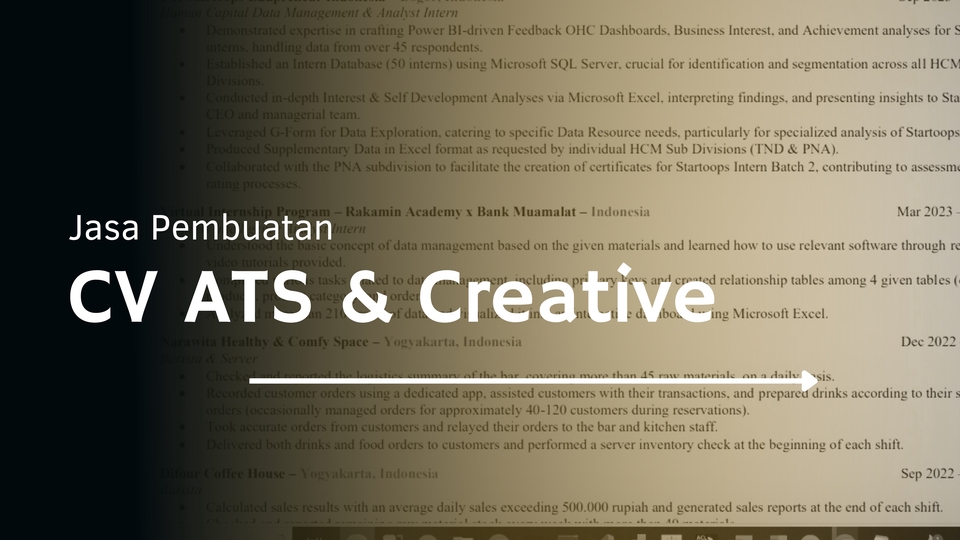 Jasa Pembuatan CV ATS & Kreatif dengan desain menarik untuk mendapatkan pekerjaan impian
