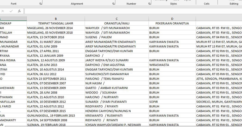 Entri data excel dan pembuatan formula