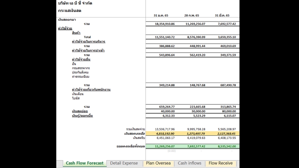 วางแผนการเงิน - วางแผนการเงินรายปี (กระแสเงินสด) SME - 4