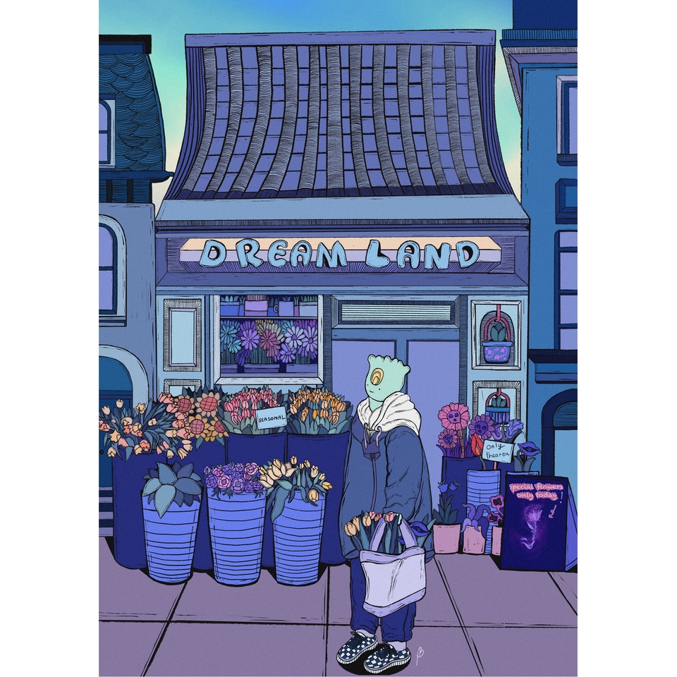 รับวาดรูป ร้านดอกไม้ ดิจิตอลเพ้นท์ สไตล์น่ารัก 