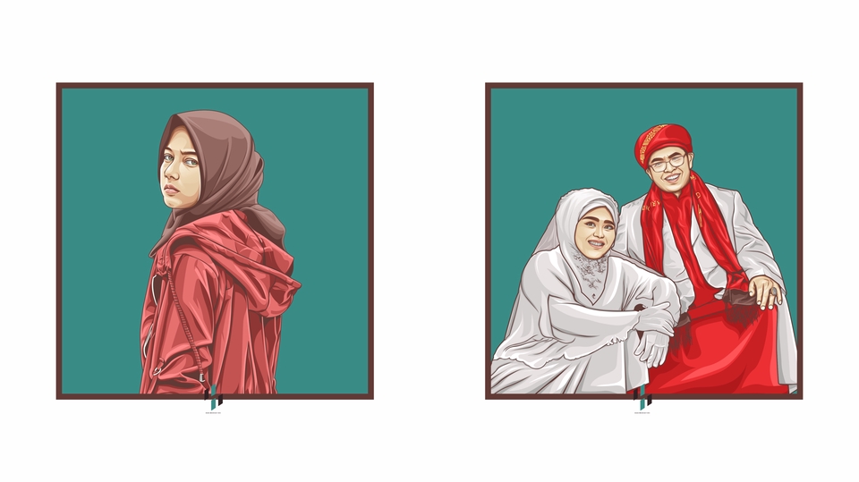jasa karikatur desain vektor wajah wanita berhijab
