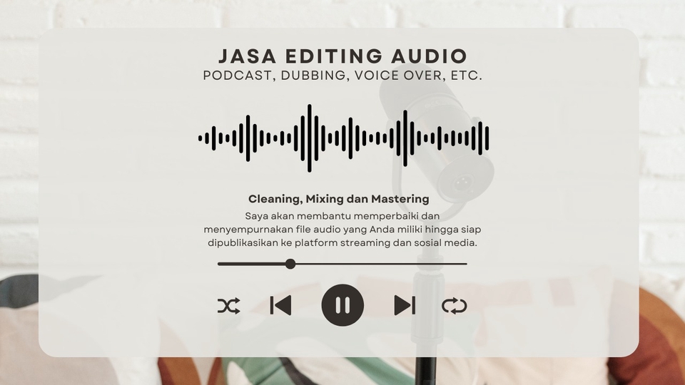 Jasa mixing mastering lagu dan audio, editing suara, efek suara, pembuatan backsound, jingle, backing track.
