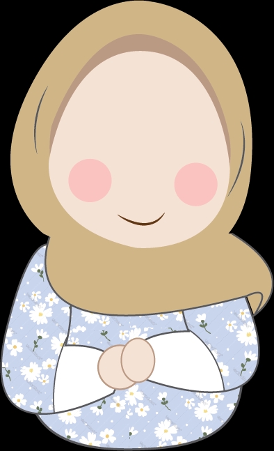Ilustrasi kartun lucu seorang wanita dengan hijab sedang tersenyum