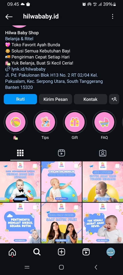 Jasa desain banner instagram online untuk toko online baju bayi dan kebutuhan bayi - hilwababy