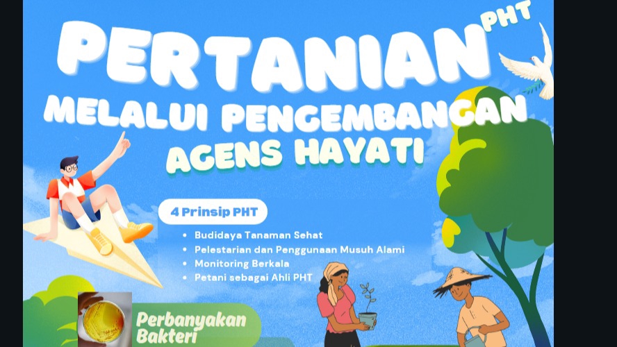 Desain spanduk pertanian organik, PHT, agen hayati, budidaya tanaman sehat.  Jasa desain spanduk online.