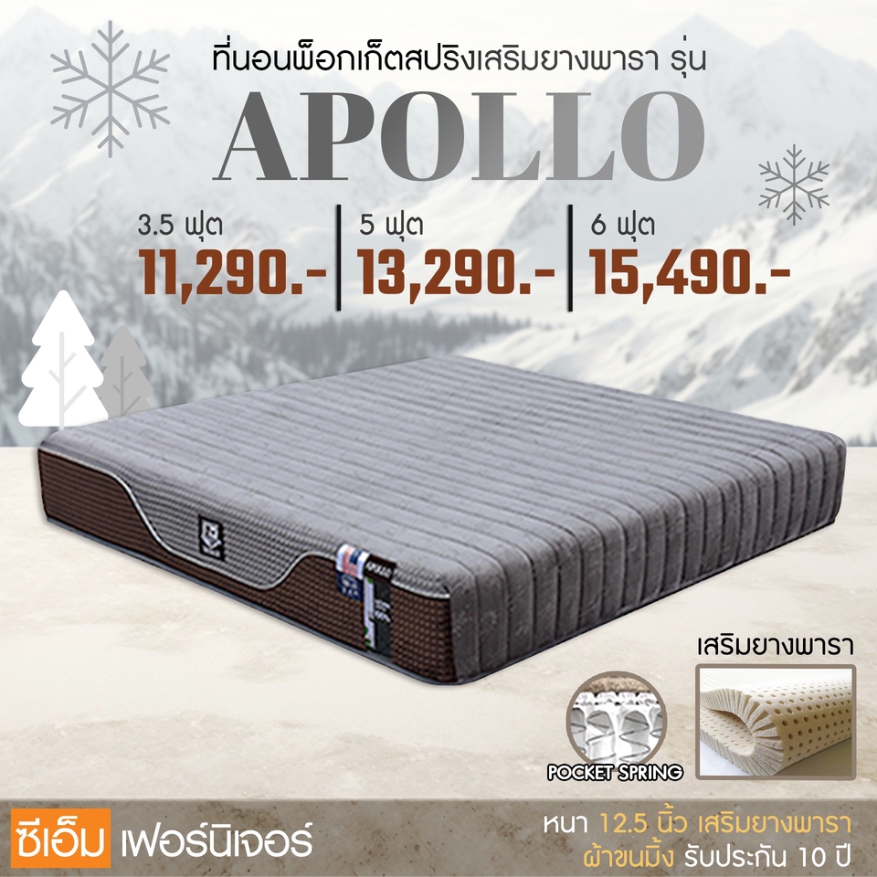 ออกแบบแบนเนอร์ APOLLO ที่นอน 3.5 5 6 ฟุต โปรโมชั่น