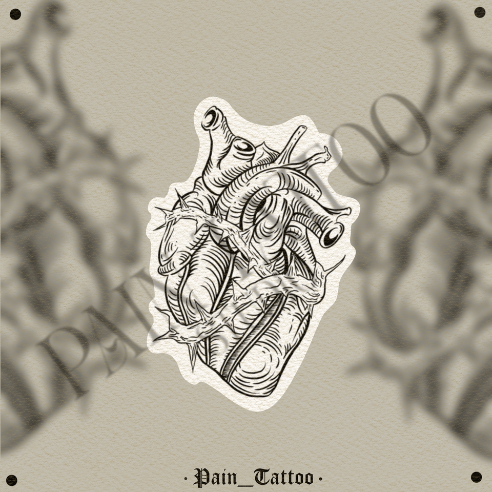 ออกแบบรอยสักลายหัวใจรัดด้วยหนาม